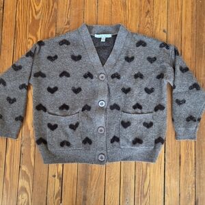 Blue Sol Women's Cozy Gray Heart Pattern Cardigan